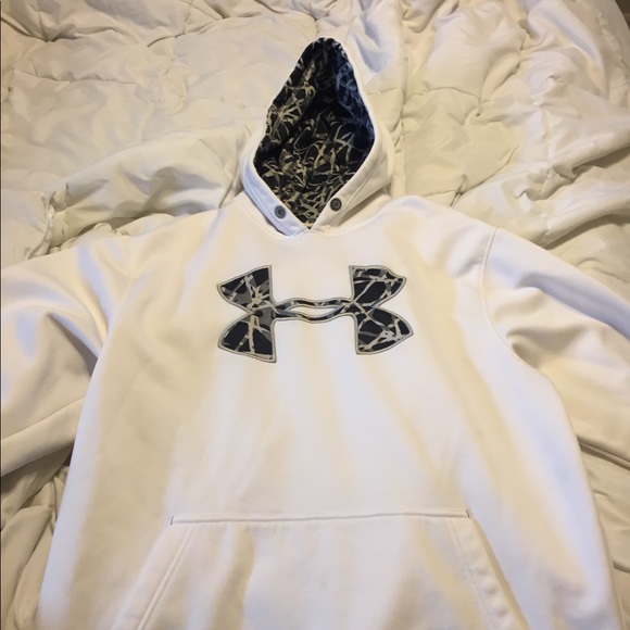 White with black and gray Camo Under Armour Hoodie - Picture 2 of 4